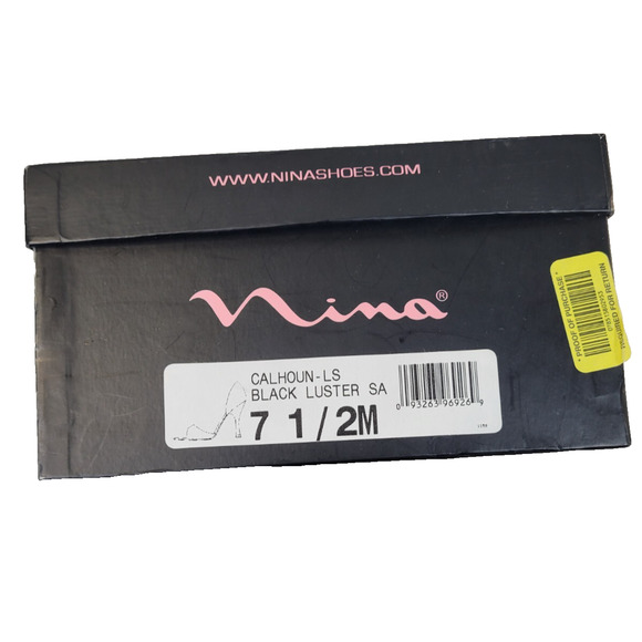 Nina Black Luster Satin Womens Heels Size 7.5M - Picture 7 of 7